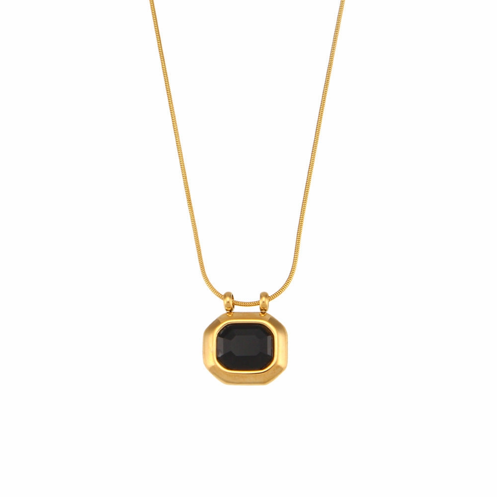 Wholesale Vintage Stainless Steel Plated 18K Gold Zircon Necklace