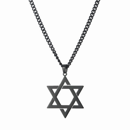 Wholesale Vintage Stainless Steel Six Pointed Star Necklace