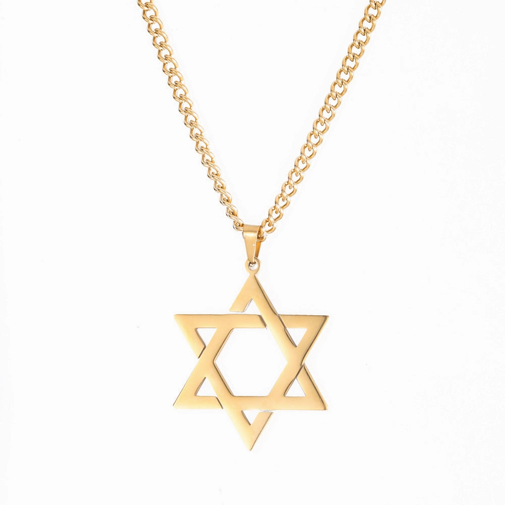 Wholesale Vintage Stainless Steel Six Pointed Star Necklace