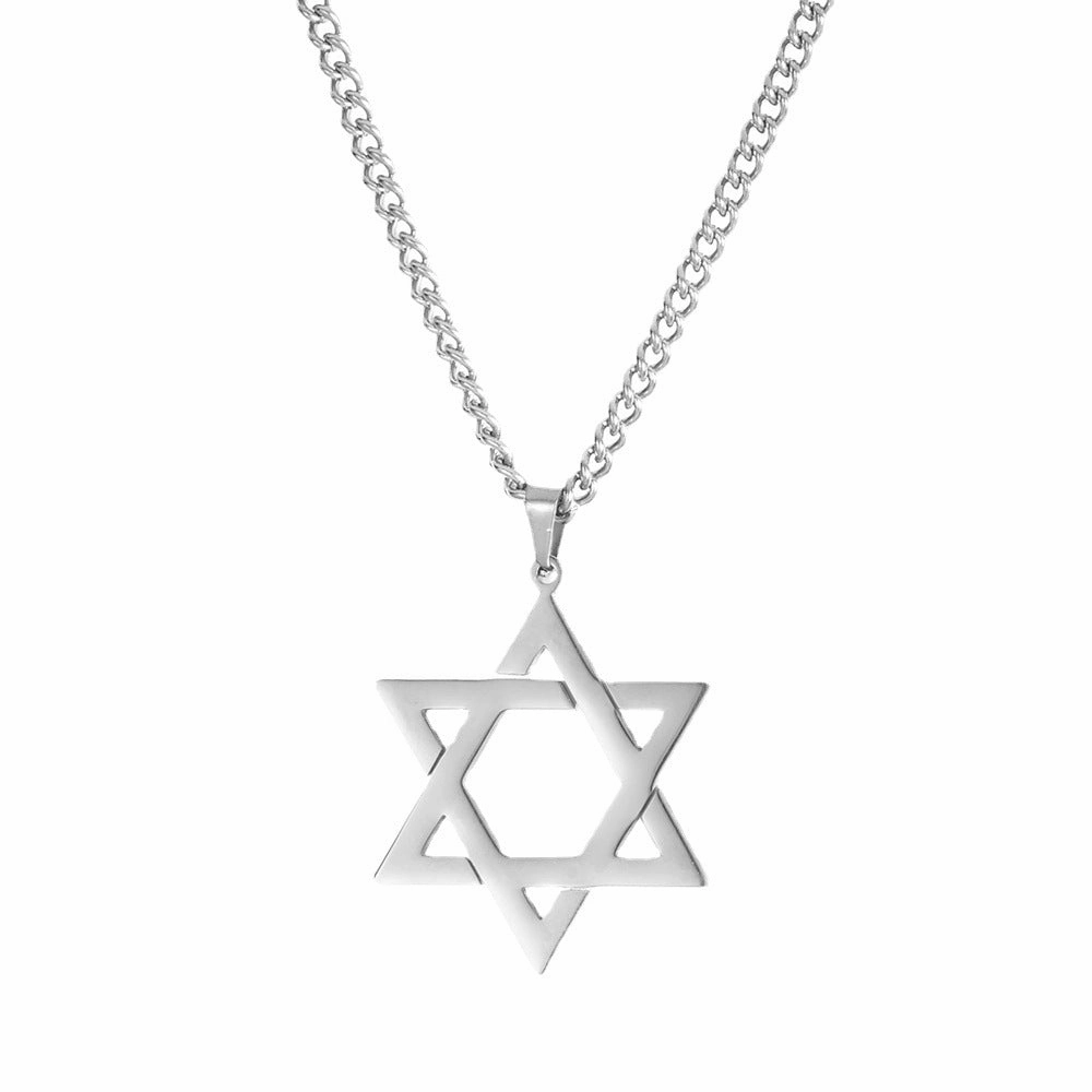 Wholesale Vintage Stainless Steel Six Pointed Star Necklace