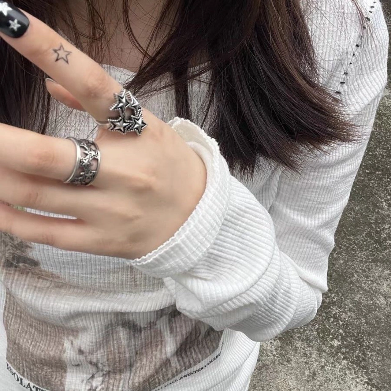 Wholesale Vintage Star Adjustable Open Alloy Ring