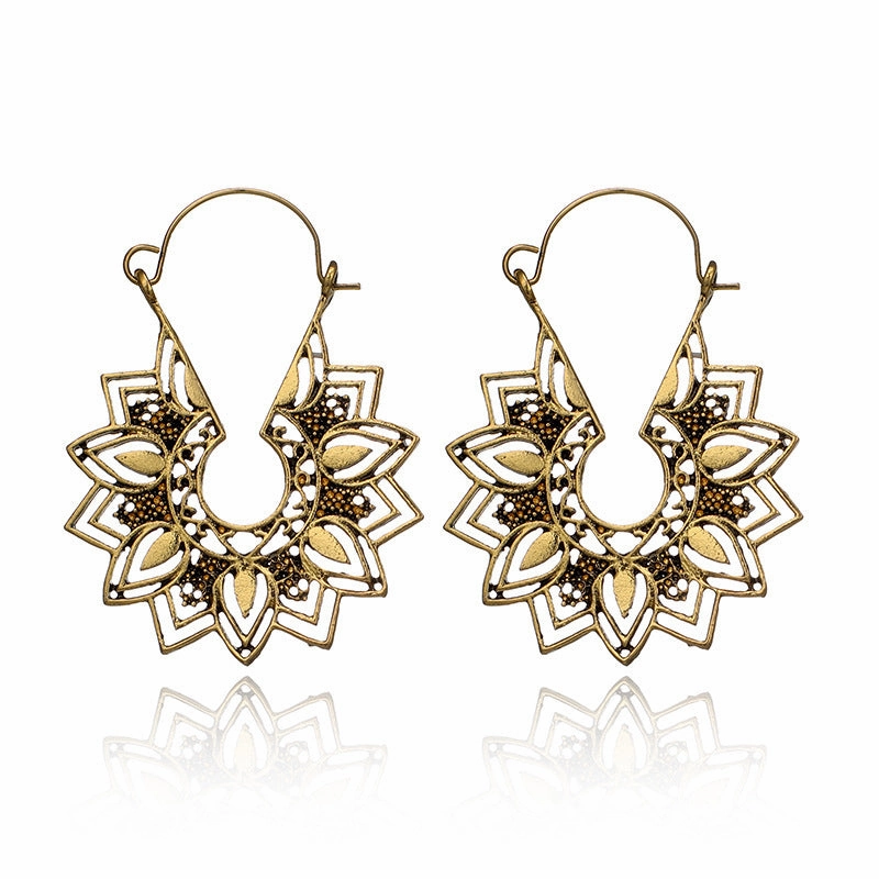 Wholesale Vintage Statemente Flower Heart Alloy Earrings
