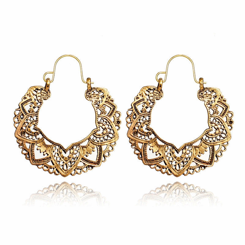 Wholesale Vintage Statemente Flower Heart Alloy Earrings