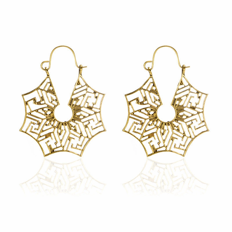 Wholesale Vintage Statemente Flower Heart Alloy Earrings