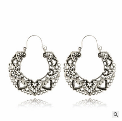 Wholesale Vintage Statemente Flower Heart Alloy Earrings