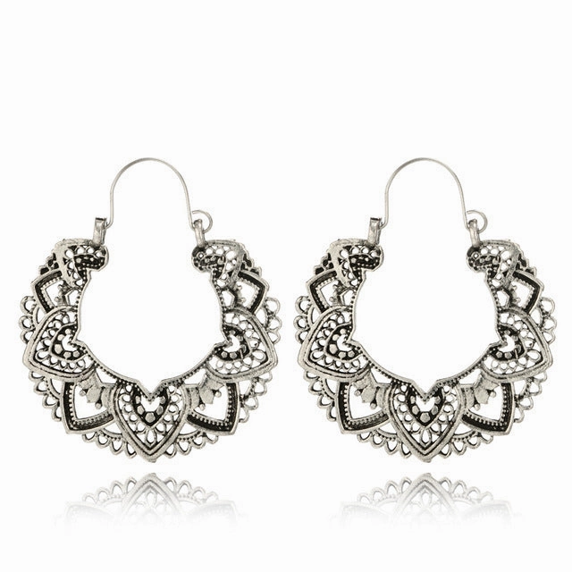Wholesale Vintage Statemente Flower Heart Alloy Earrings