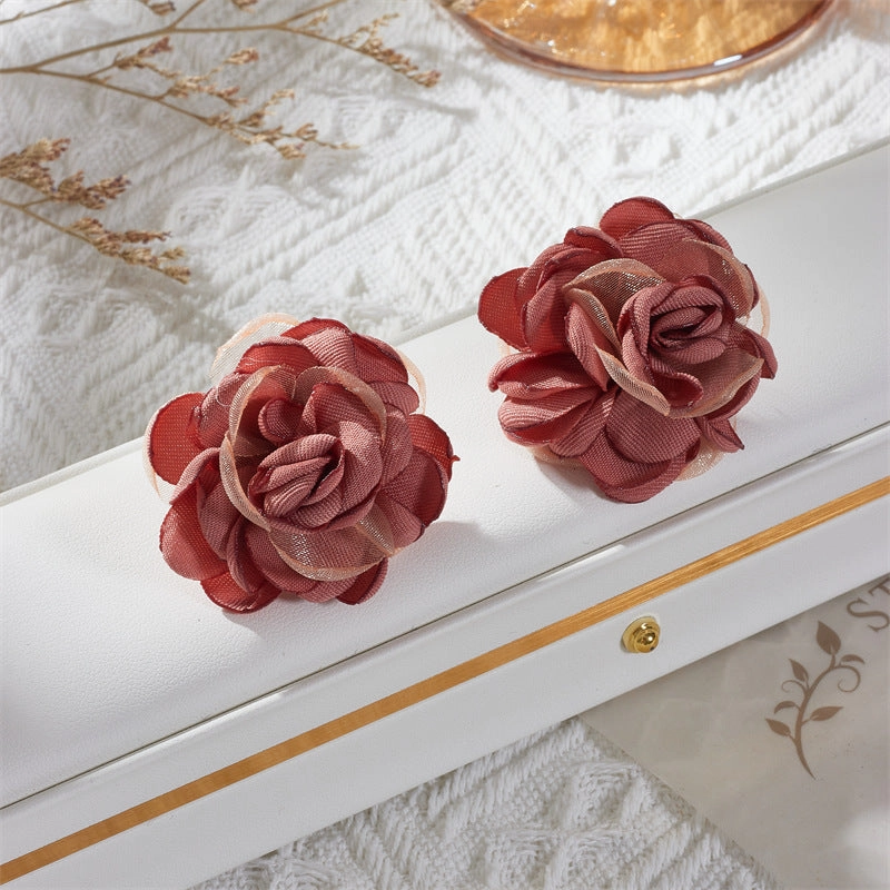Wholesale Vintage Style Fabric Flower Earrings