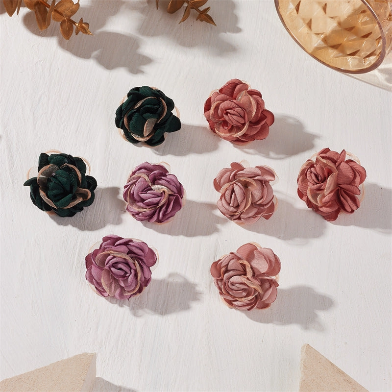 Wholesale Vintage Style Fabric Flower Earrings