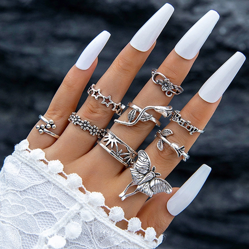 Wholesale Vintage Sun Eye Arrow Moon Sapphire Ring Set