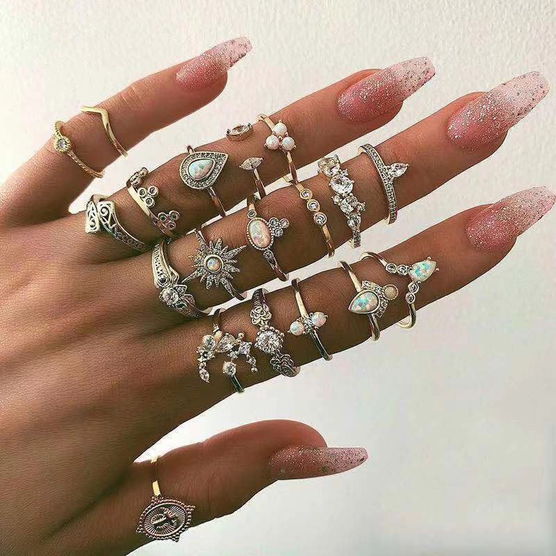 Wholesale Vintage Sun Eye Arrow Moon Sapphire Ring Set