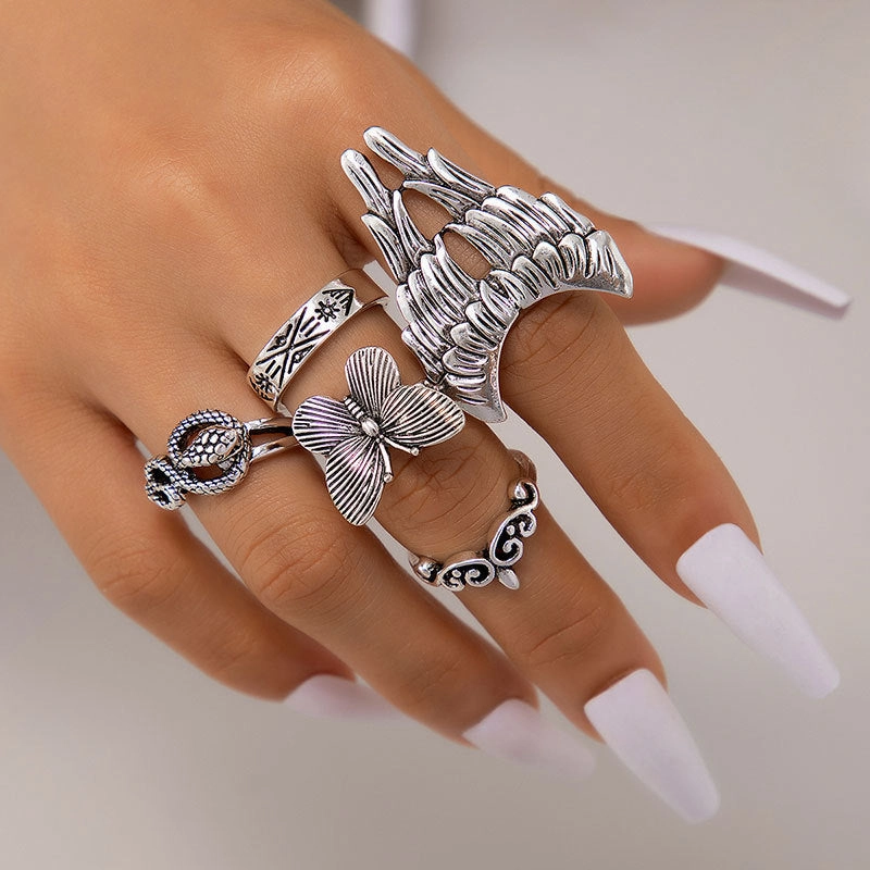 Wholesale Vintage Sun Eye Arrow Moon Sapphire Ring Set
