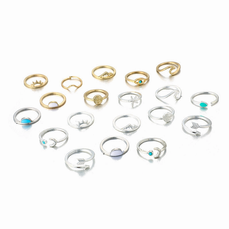 Wholesale Vintage Sun Eye Arrow Moon Sapphire Ring Set