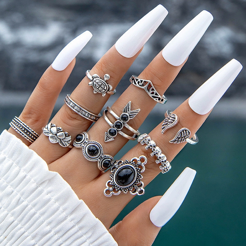 Wholesale Vintage Sun Eye Arrow Moon Sapphire Ring Set
