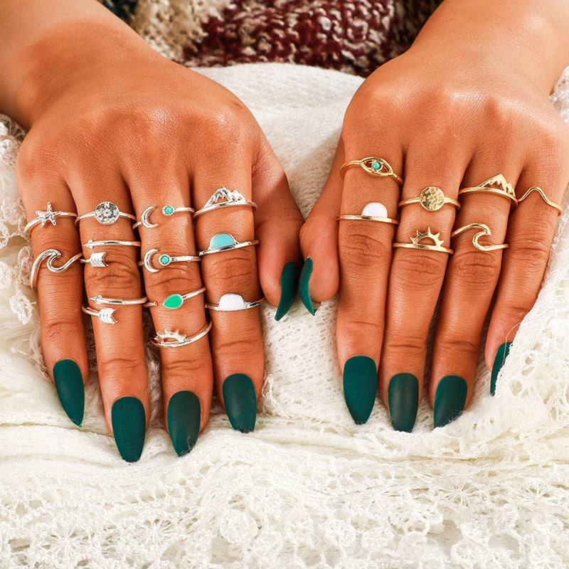 Wholesale Vintage Sun Eye Arrow Moon Sapphire Ring Set