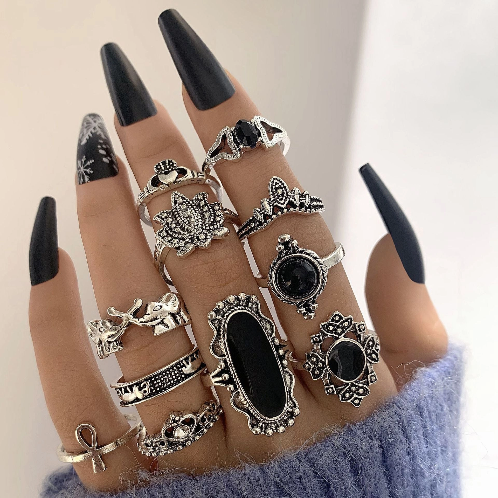 Wholesale Vintage Sun Eye Arrow Moon Sapphire Ring Set