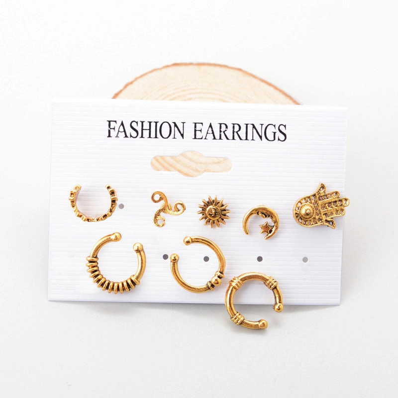 Wholesale Vintage Sun Moon Set of Eight Earrings