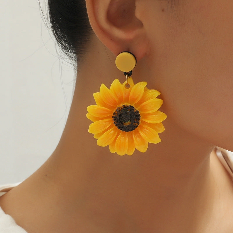 Wholesale Vintage Sunflower Resin Earrings
