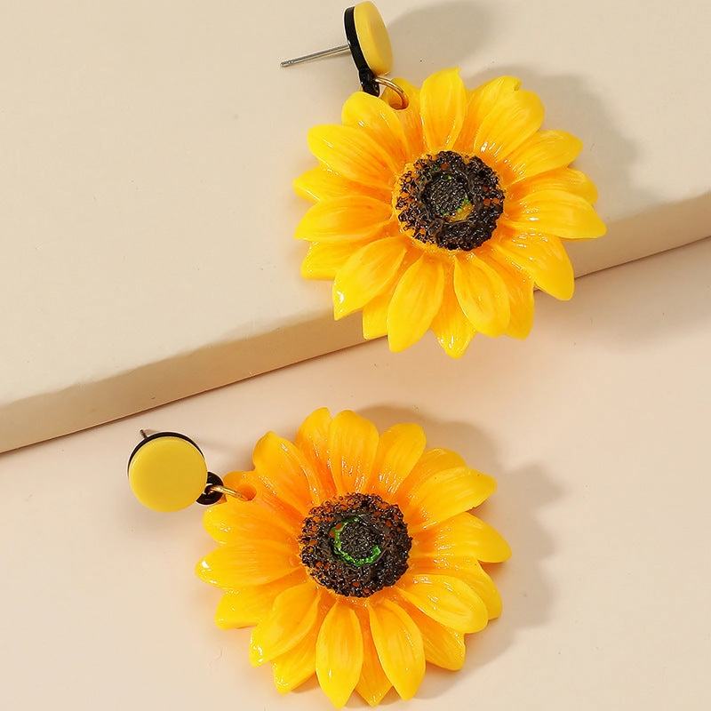 Wholesale Vintage Sunflower Resin Earrings