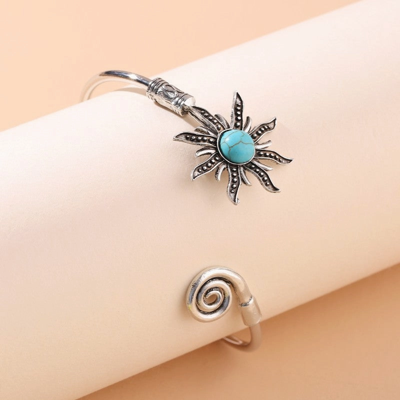 Wholesale Vintage Sunflower Turquoise Alloy Bracelet