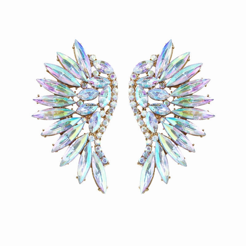 Wholesale Vintage Super Sparkling Diamond Wing Earrings