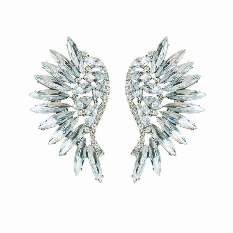 Wholesale Vintage Super Sparkling Diamond Wing Earrings