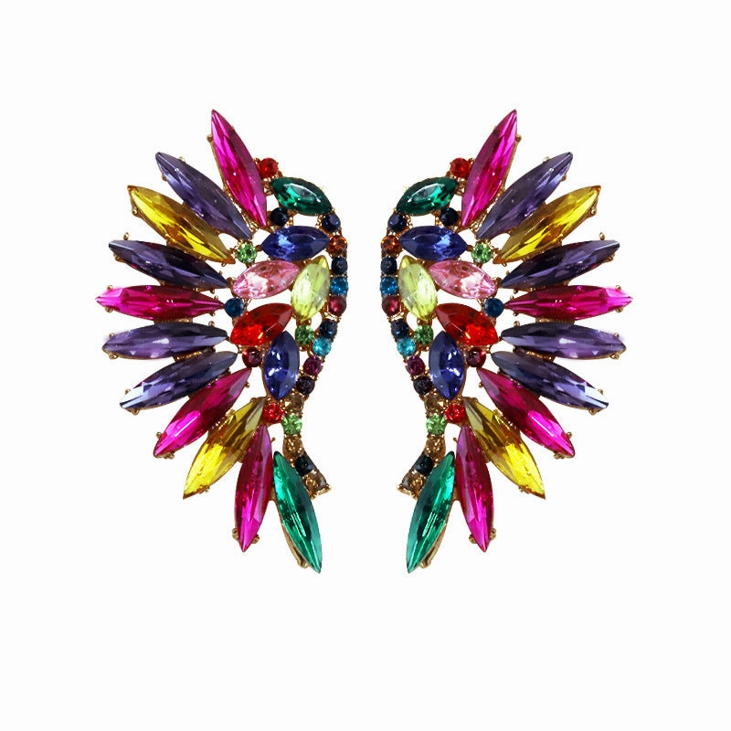 Wholesale Vintage Super Sparkling Diamond Wing Earrings