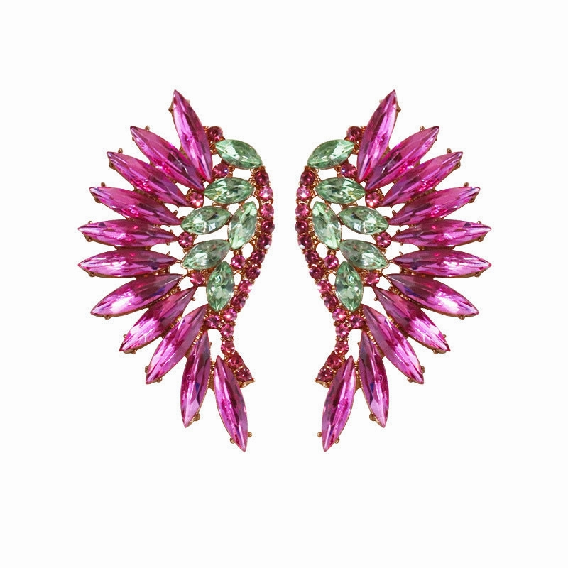 Wholesale Vintage Super Sparkling Diamond Wing Earrings