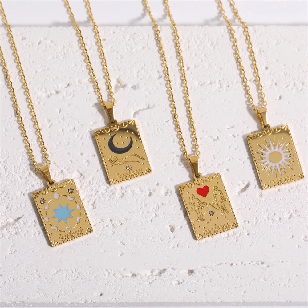 Wholesale Vintage Tarot Cards Stainless Steel Sweater Chain