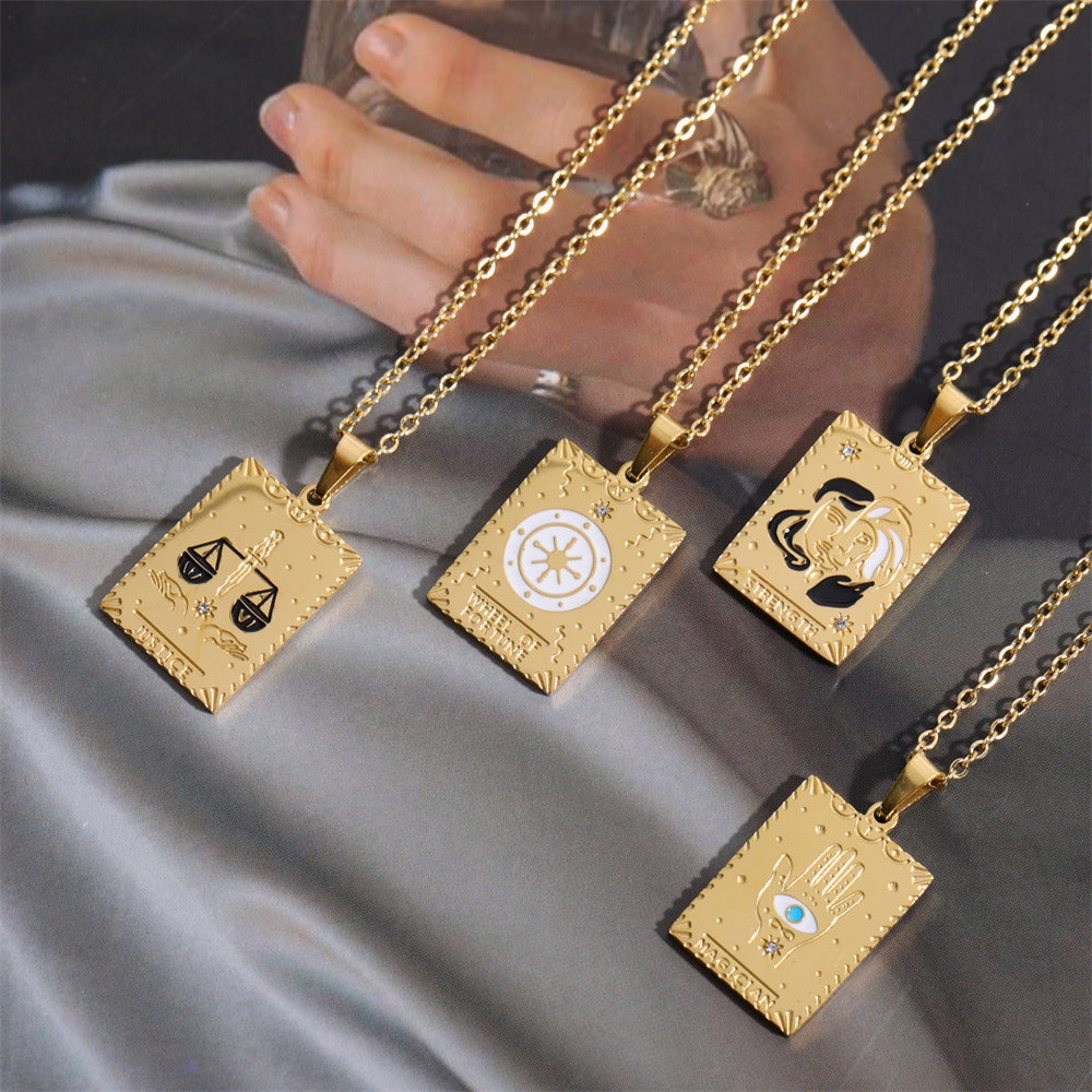 Wholesale Vintage Tarot Cards Stainless Steel Sweater Chain