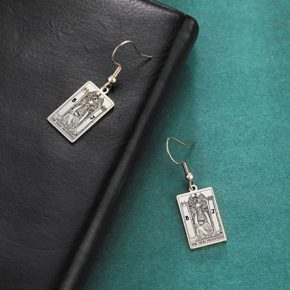 Wholesale Vintage Tarot Stainless Steel Earrings