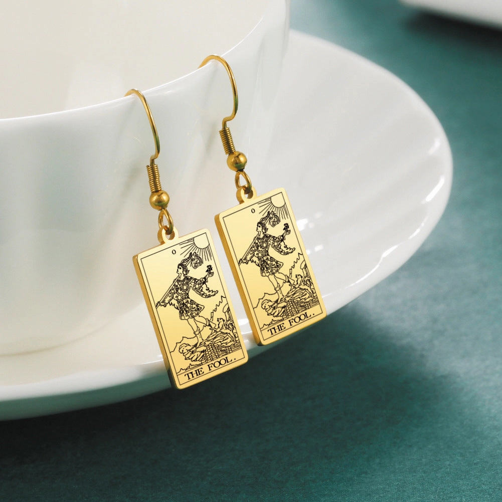 Wholesale Vintage Tarot Stainless Steel Earrings