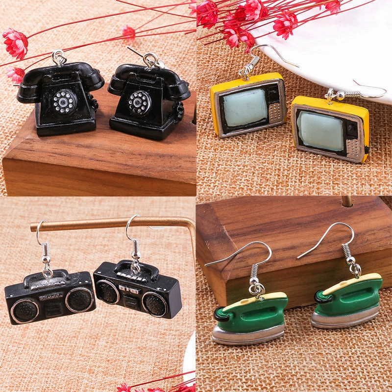 Wholesale Vintage Telephone Tv Iron Radio Earrings