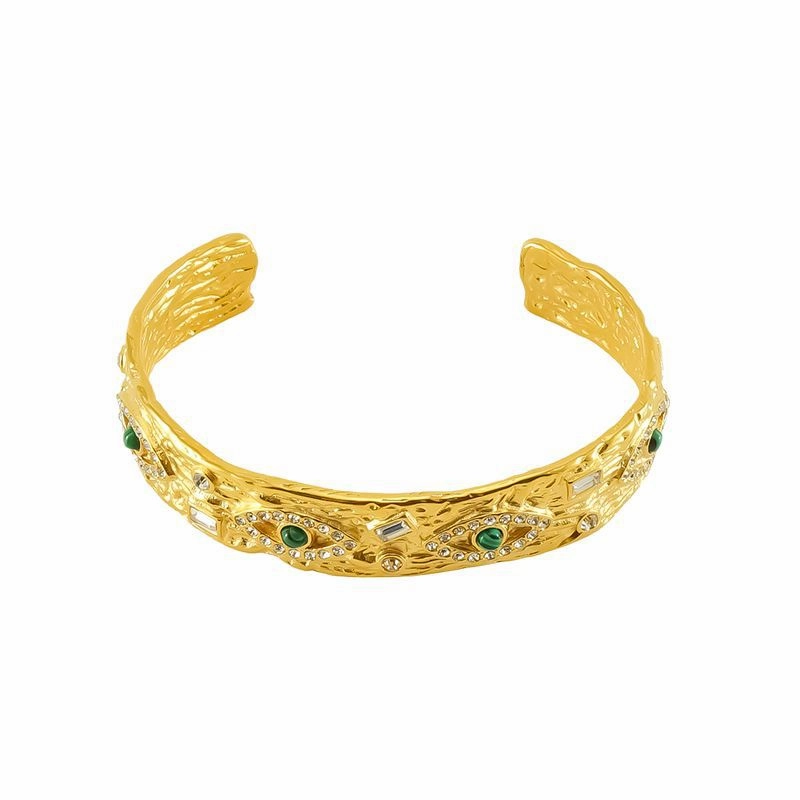 Wholesale Vintage texture devil eye malachite titanium steel bracelet