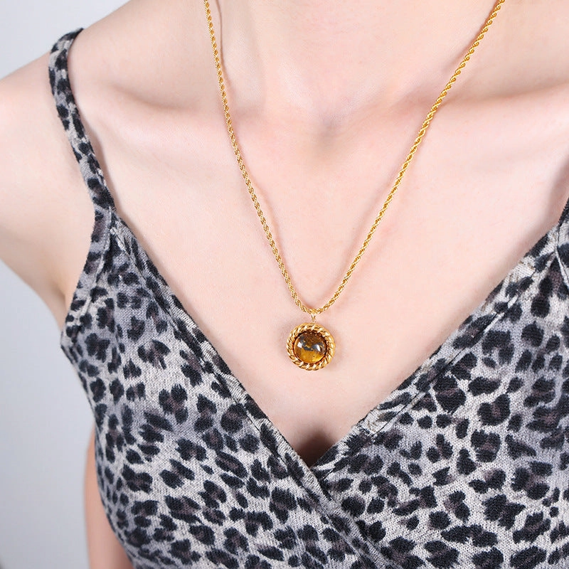 Wholesale Vintage Tiger Eye Stone Red Turquoise Necklace Earrings Jewelry Set