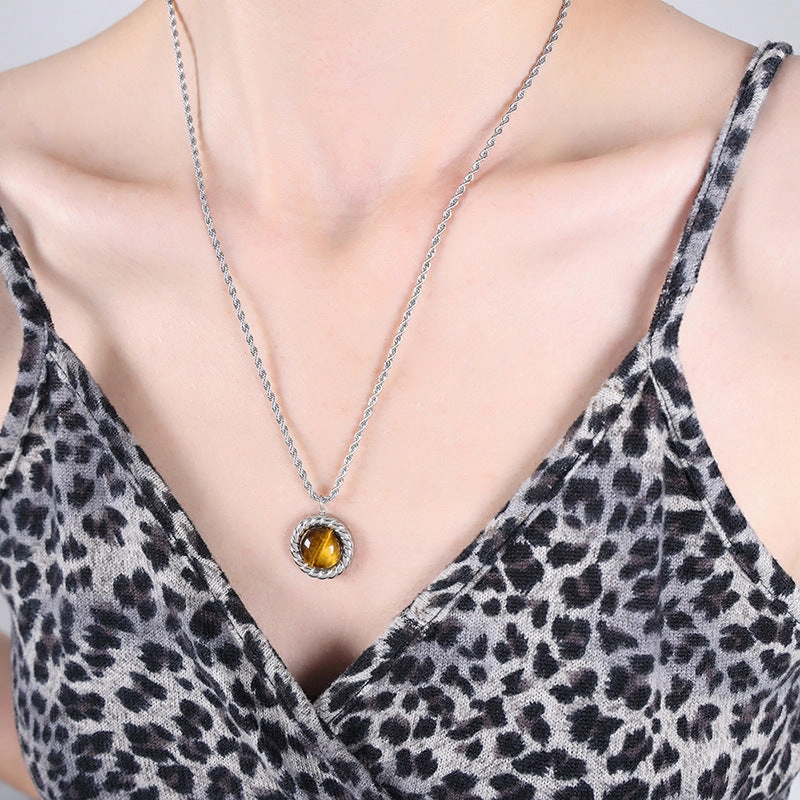 Wholesale Vintage Tiger Eye Stone Red Turquoise Necklace Earrings Jewelry Set