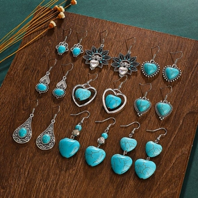 Wholesale Vintage Turquoise Alloy Earrings