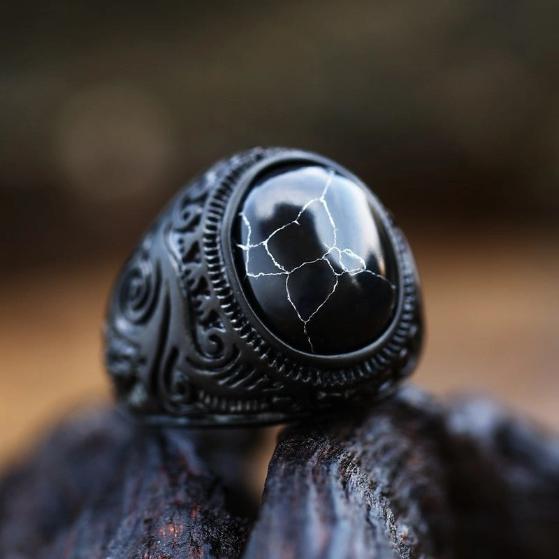 Wholesale Vintage Turquoise Black Ring