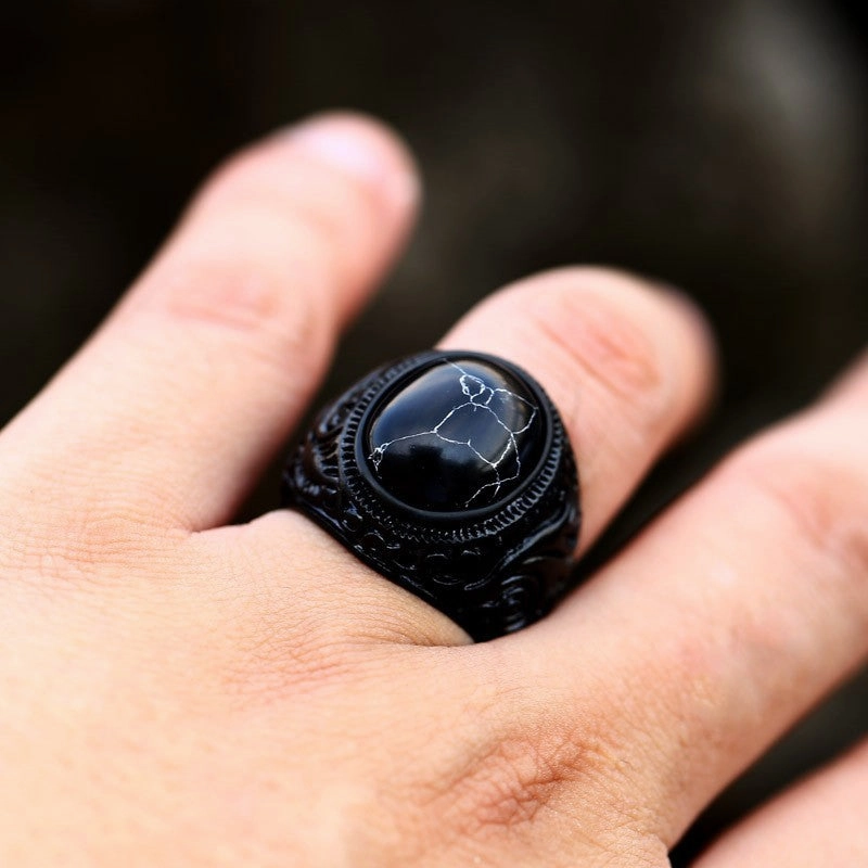Wholesale Vintage Turquoise Black Ring