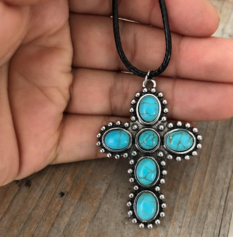 Wholesale Vintage Turquoise Cross Necklace