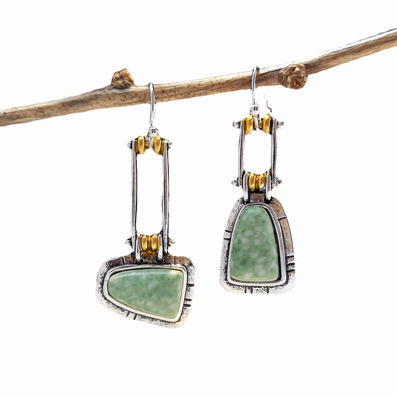 Wholesale Vintage Turquoise Emerald Gemstone Metal Earrings