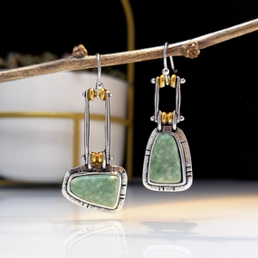 Wholesale Vintage Turquoise Emerald Gemstone Metal Earrings