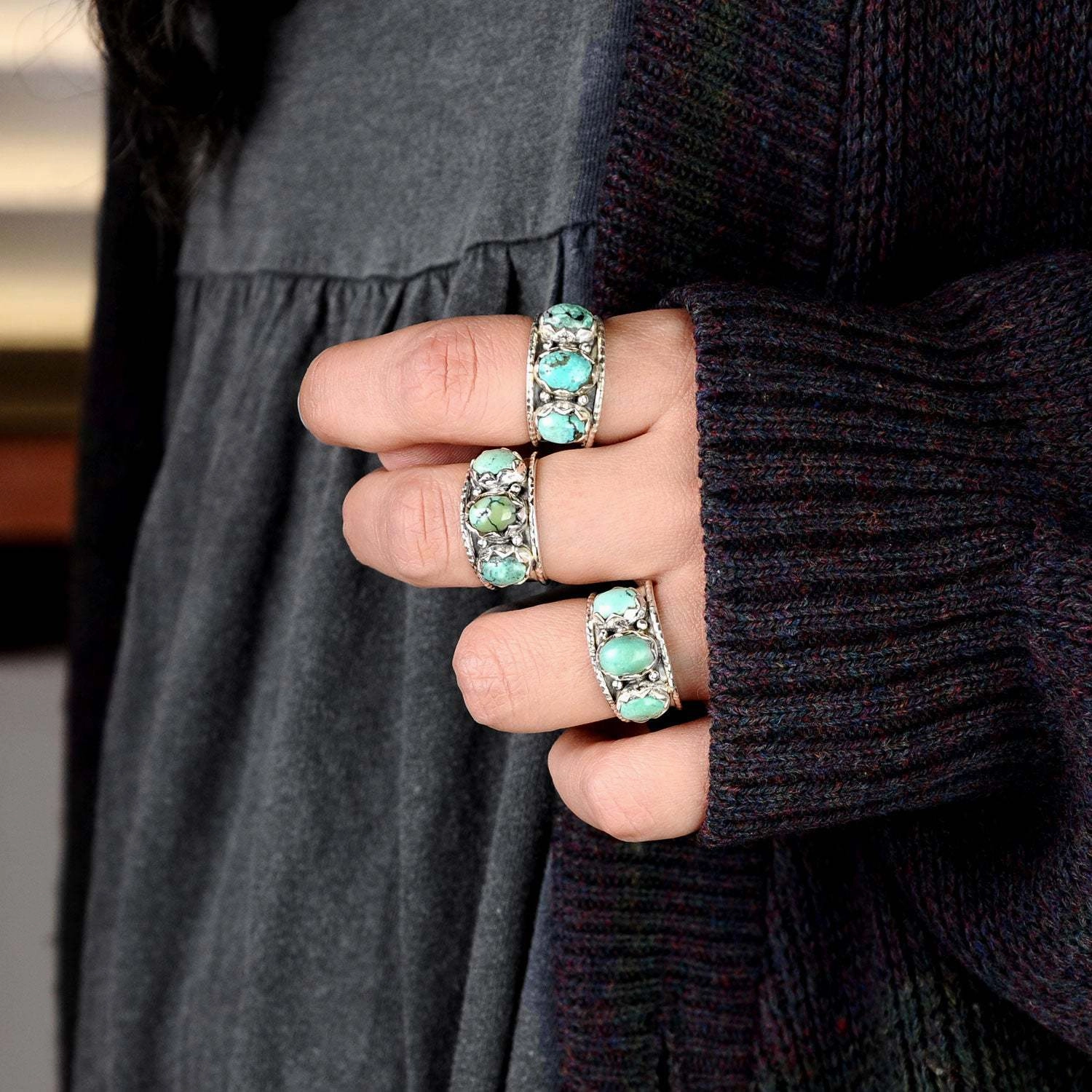 Wholesale Vintage Turquoise Rings Alloy