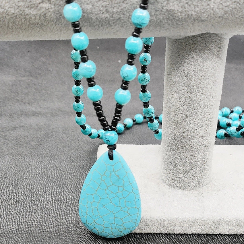 Wholesale Vintage Turquoise Water Drop Pendant Necklaces