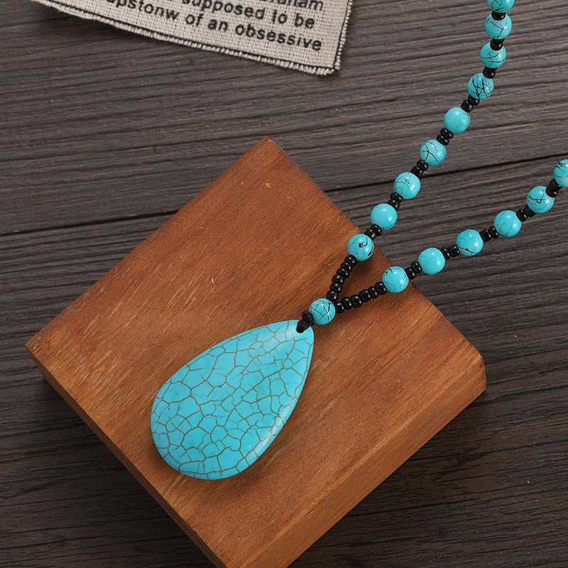 Wholesale Vintage Turquoise Water Drop Pendant Necklaces