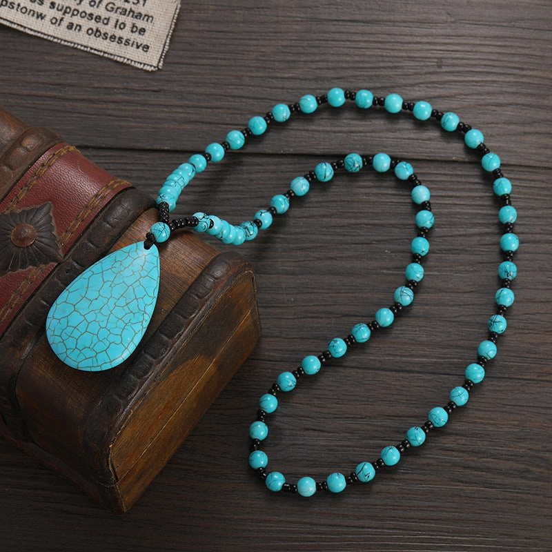 Wholesale Vintage Turquoise Water Drop Pendant Necklaces
