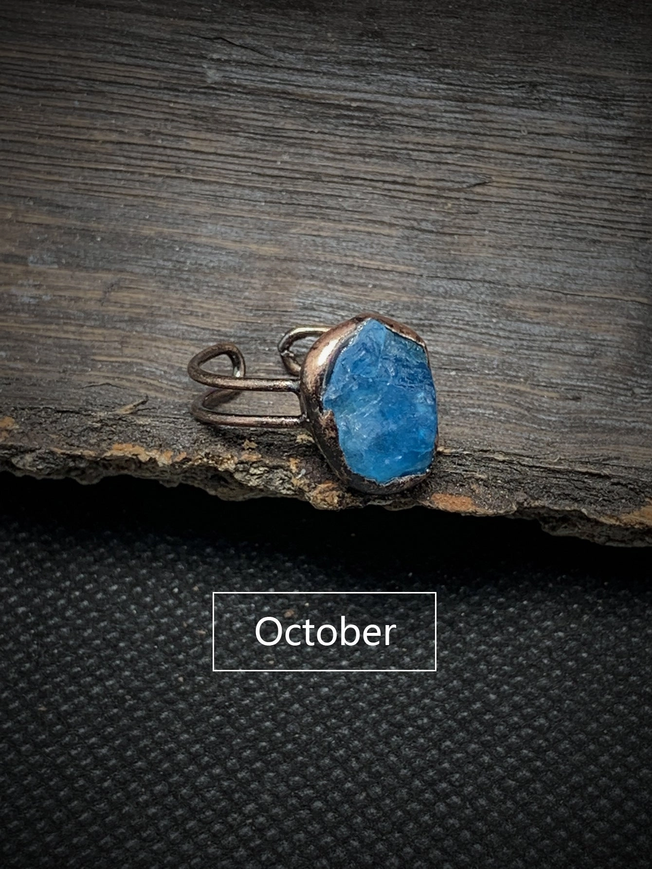 Wholesale Vintage Twelve Birthstone Natural Raw Stone Open Adjustable Ring