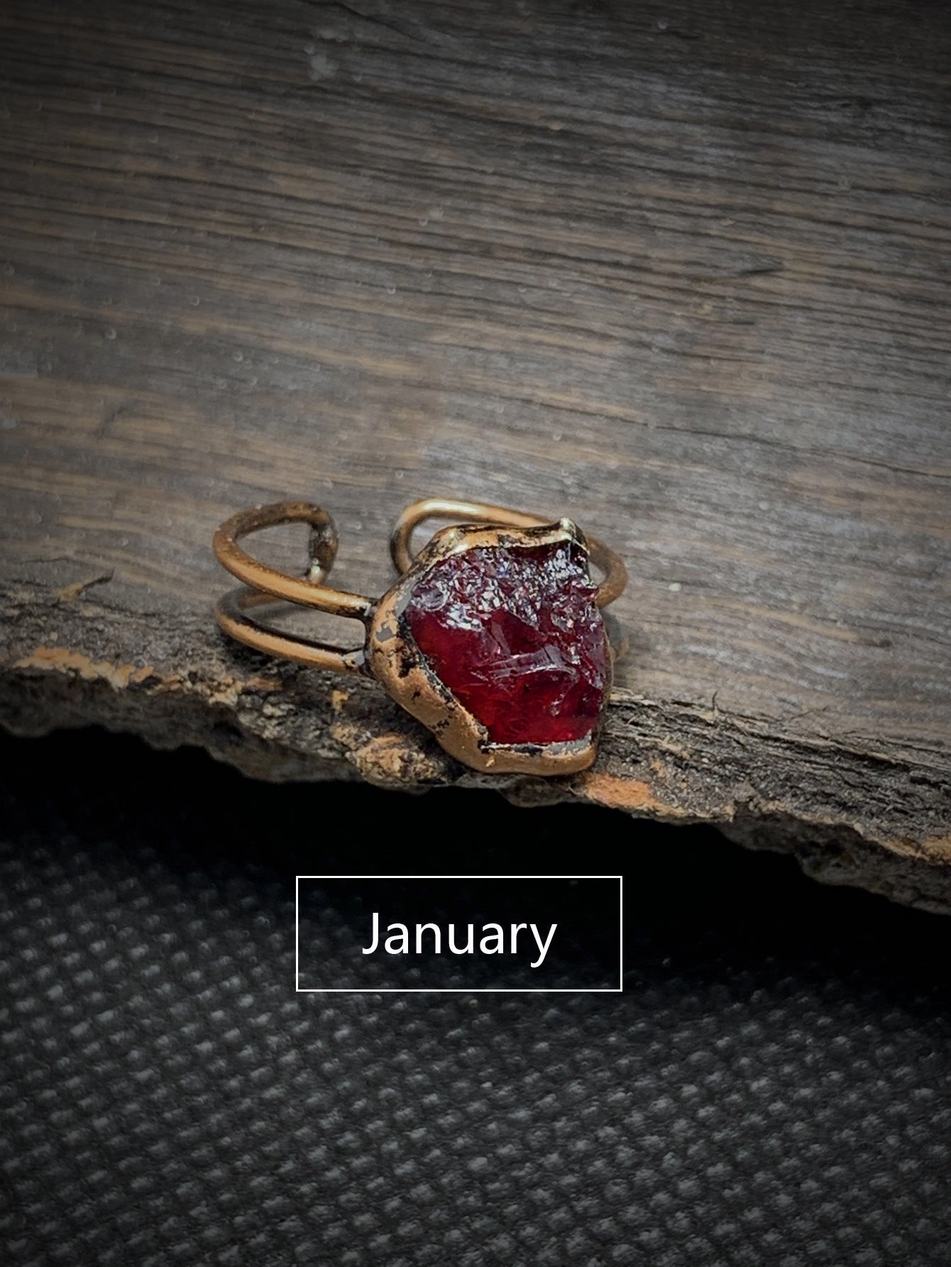Wholesale Vintage Twelve Birthstone Natural Raw Stone Open Adjustable Ring