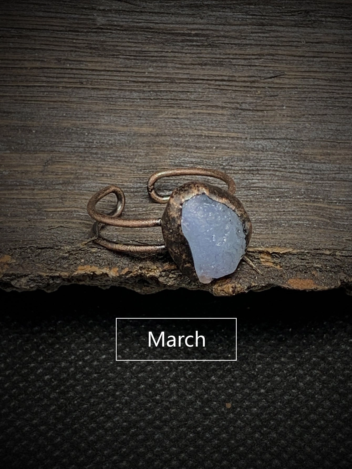 Wholesale Vintage Twelve Birthstone Natural Raw Stone Open Adjustable Ring