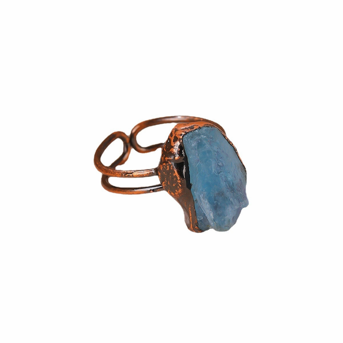 Wholesale Vintage Twelve Birthstone Natural Raw Stone Open Adjustable Ring
