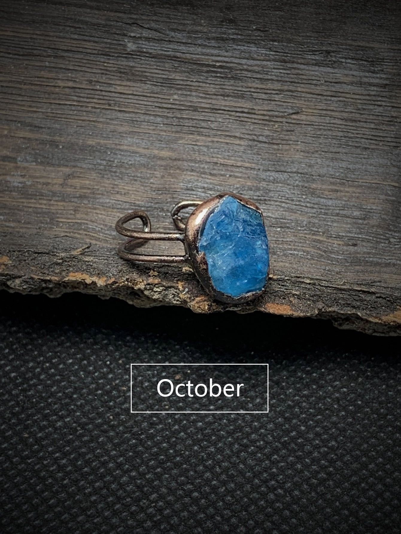 Wholesale Vintage Twelve Birthstone Natural Raw Stone Open Adjustable Ring
